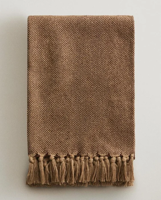 MANTA FLECOS en Marrón - Textiles, Uruguay | Zara Home