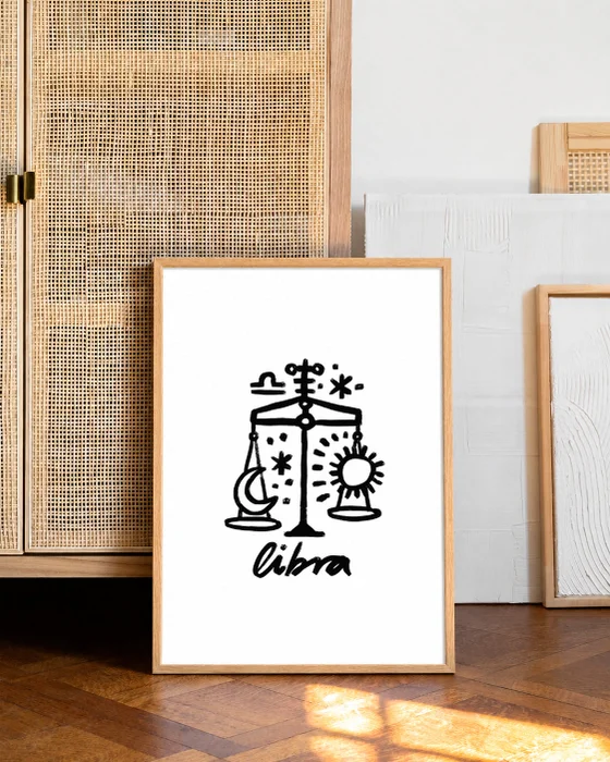 Libra - Cuadro Signo del Zodíaco en Rosa - Láminas, Uruguay | Kiosko de Mar, vista 3