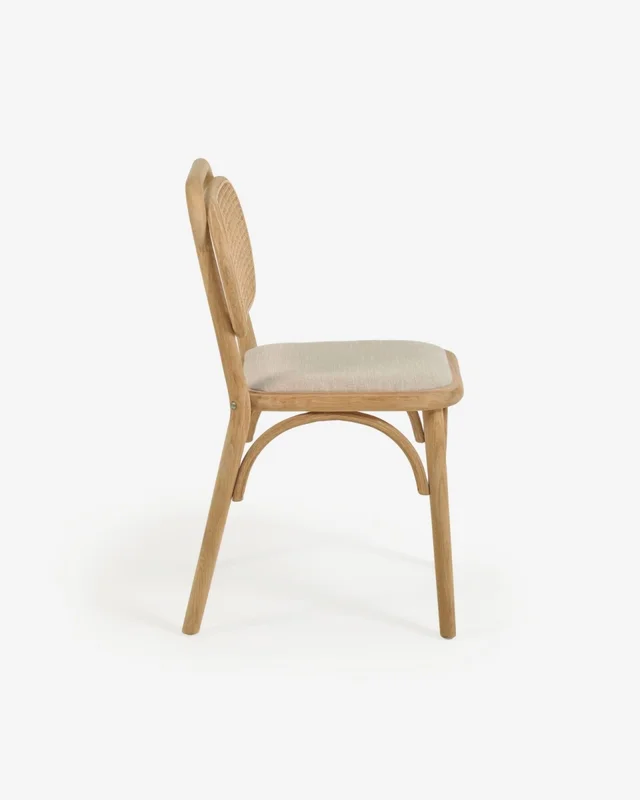Silla Doriane de madera maciza - de roble acabado natural y asiento de tela en Madera natural - Sillas, Uruguay | Kavehome, vista 8