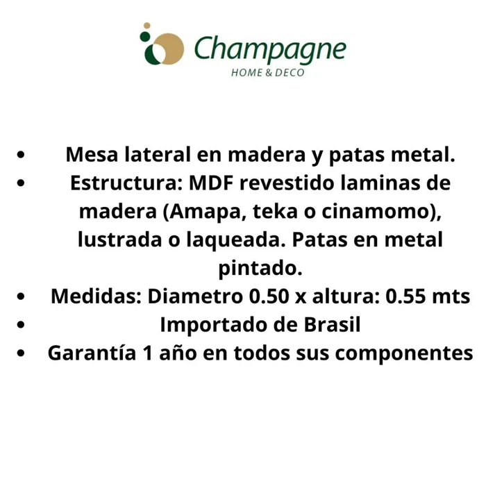 MESA LATRAL REDONDA - BASE LACA GRAFITO - TAPA ROBLE BLANCO en Multicolor - Mesas de living, Uruguay | Champagne Home, vista 3