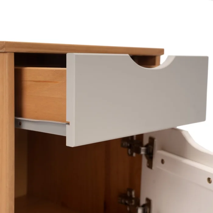 Mesa de Luz 1 puerta 1 cajón - Línea Nórdica - Roble/Gris Claro/Blanco en Madera natural - Mesas de luz, Uruguay | Rústico Hogar, vista 4