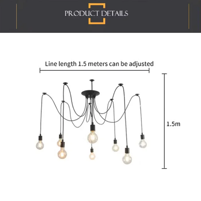 Luminaria colgante de techo 8 lamparas en Negro - Lámparas colgantes, Uruguay | Decotech, vista 5