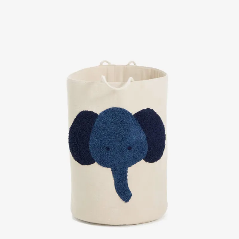 Cesta Tandani de algodón beige con elefante azul 50 cm en Beige - Canastos, Uruguay | Kavehome