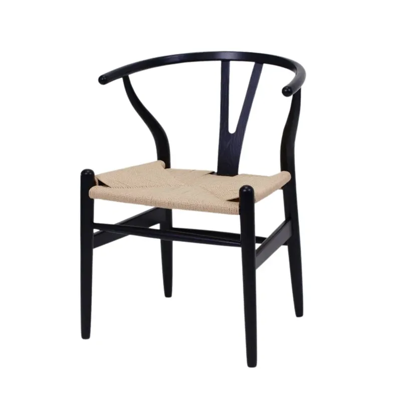 Silla Wishbone - Madera y Ratán natural - Negro en Negro - Sillas, Uruguay | Ecowood