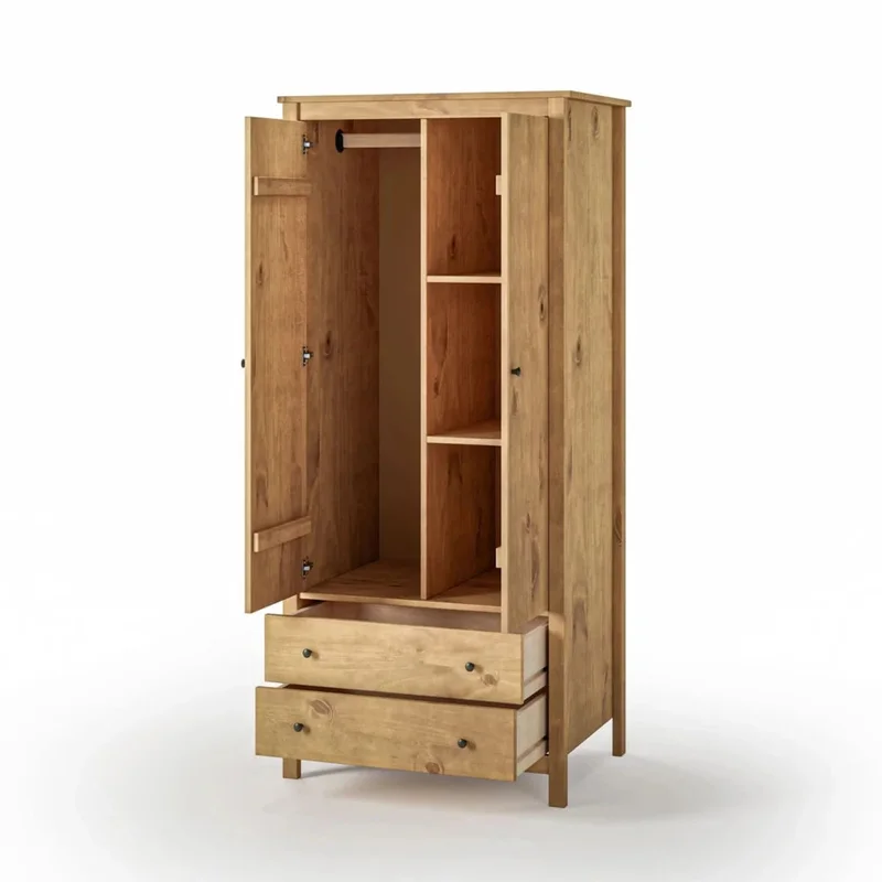 Ropero 2 Puertas 2 Cajones - Línea Maden - Marrón en Marrón - Roperos y placares, Uruguay | Ecowood, vista 4