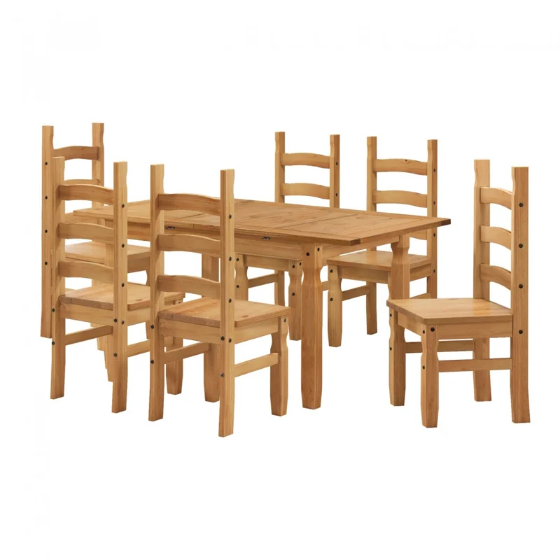 Juego de comedor Extensible 4 Sillas Mad Maciza 120 a 160 cm - Natural en Marrón - Mesas de comedor, Uruguay | Rústico Hogar, vista 4