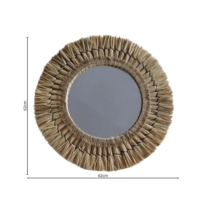Espejo redondo con marco de raffia - Espejos, Uruguay | La Cueva Muebles, vista 2