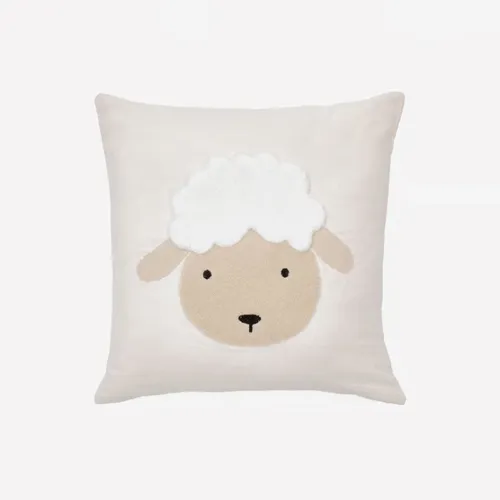 Almohadón Milu de algodón beige bordado - de oveja 45 x 45 cm en Beige - Textiles, Uruguay | Kavehome