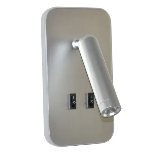 Portátil led de pared con SPOT móvil, DOBLE LUZ - PLATA en Plateado - Lámparas de mesa, Uruguay | Iluminica