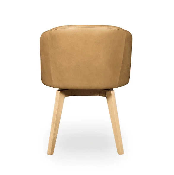 SILLA HERNAN GIRATORIA ROBLE Y CUERO CAMEL en Beige - Sillas, Uruguay | Más Infinito Casa, vista 3