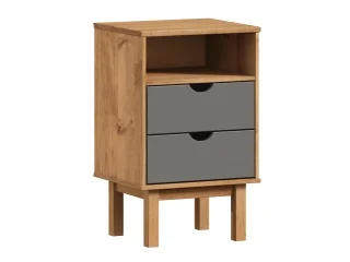 Mesa de Luz 2C y espacio Mel/Gris Linea Nordica en Madera Maciza en Madera natural - Mesas de luz, Uruguay | Quesal, vista 9