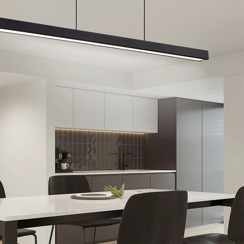 Luminaria Lineal LED 72W Negro Luz Cálida 240 cm en Negro - Lámparas colgantes, Uruguay | Serlux, vista 3