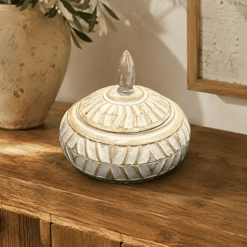 Potiche Madera en Blanco - Decoración, Uruguay | Camino a Casa