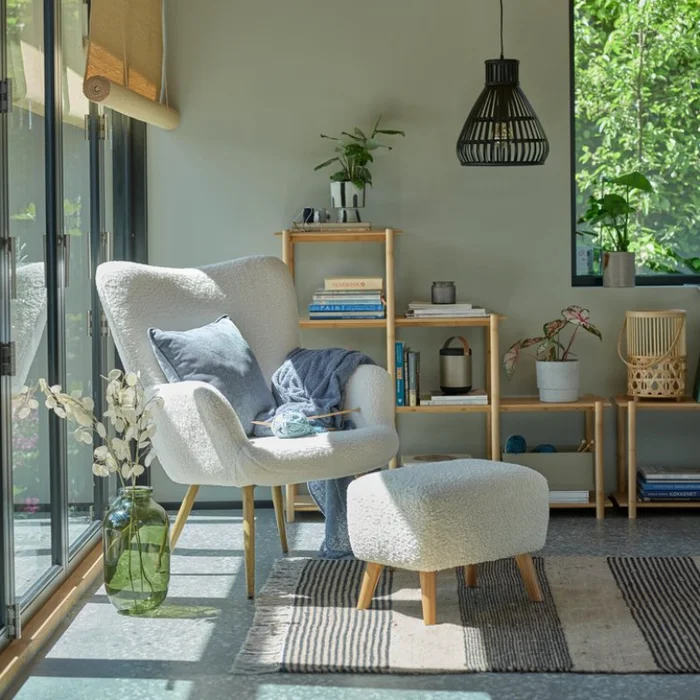 Puf VILDSUND 52x41 tela bouclé crudo - Butacas, banquetas y puffs, Uruguay | JYSK, vista 2
