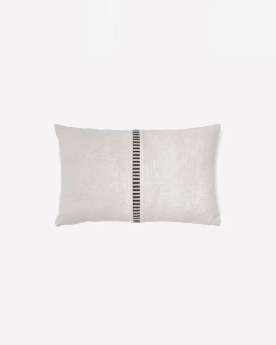 Almohadón Ardit de lino y algodón beige con raya bordada a contraste - verde 30 x 50 cm en Beige - Textiles, Uruguay | Kavehome