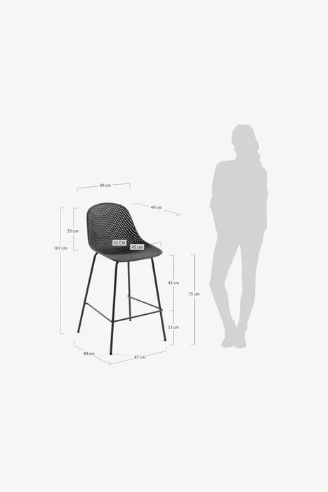 Taburete Quinby - gris altura 75 cm en Blanco - Butacas, banquetas y puffs, Uruguay | Kavehome, vista 7