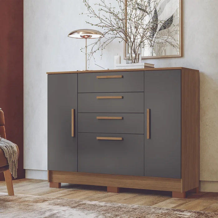 Comoda Cajonera Dormitorio 4 Cajones 2 Puertas en Gris - Cómodas, Uruguay | Soy Hogar, vista 2