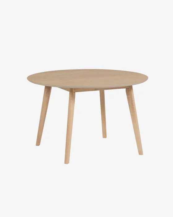 Mesa redonda Batilde madera maciza caucho con chapa de fresno Ø 120 cm en Madera natural - Mesas de comedor, Uruguay | Kavehome
