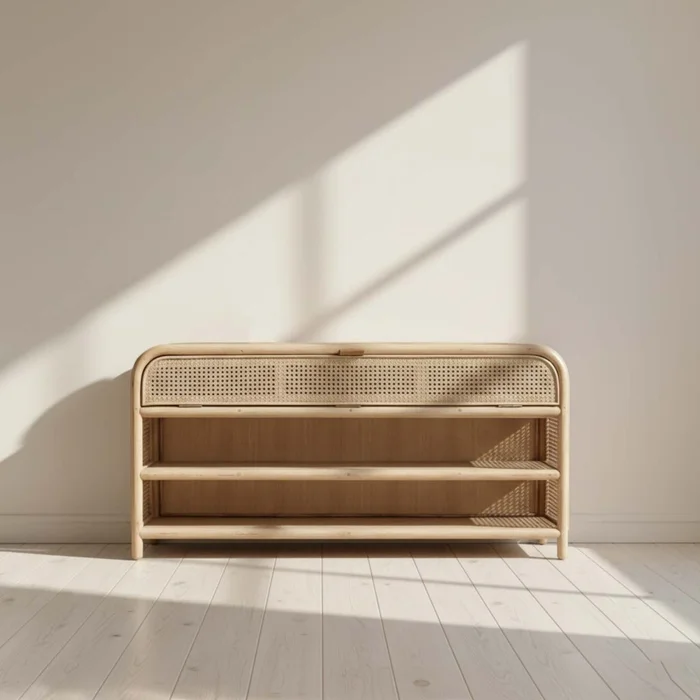 Cómoda Zapatera Rattan-y-madera Natural-beige Calgary en Madera natural - Cómodas, Uruguay | Divino