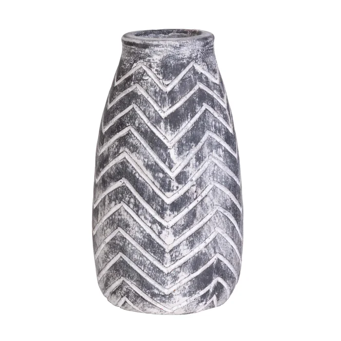 Jarrón Zag Ceramica Blanco Negro/blanco en Gris - Jarrones, Uruguay | Divino