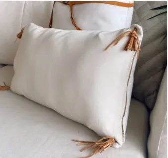 Almohadón puntas flecos en Gris - Textiles, Uruguay | Dreams On Time