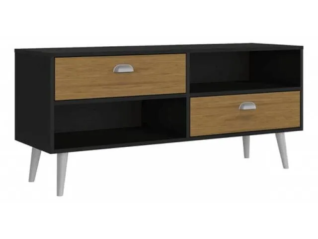 Rack 2 cajones TV 42" Nogal/Negro - Muebles para TV, Uruguay | Que Sal Muebleria