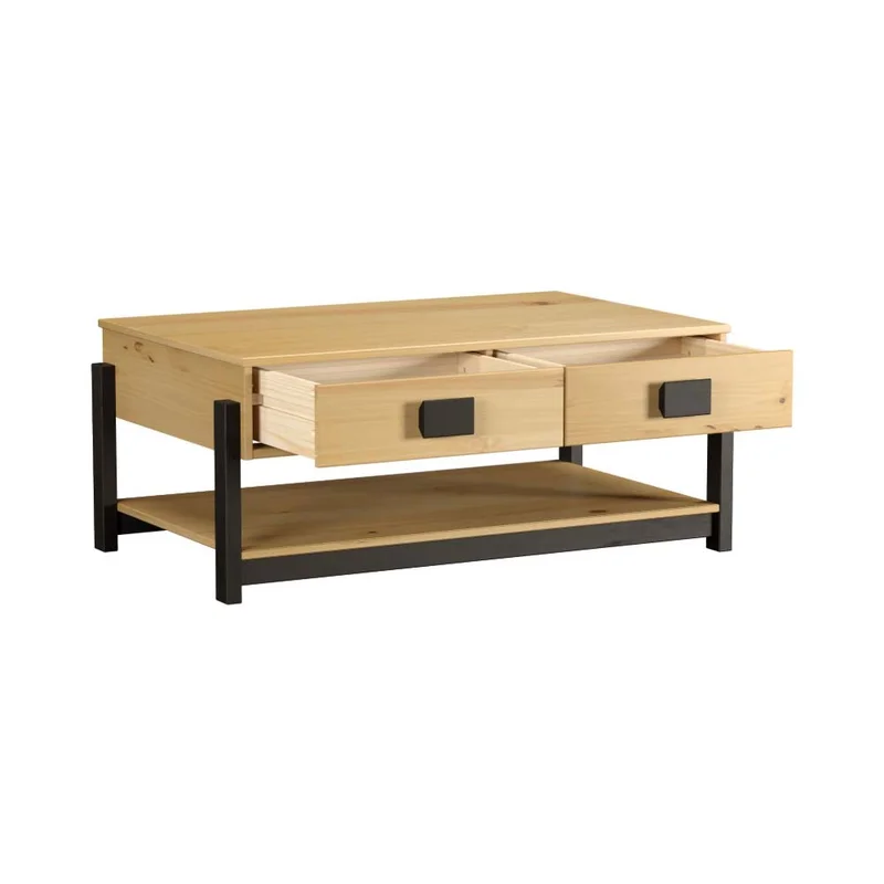 Mesa De Living 2 Cajones Madera Maciza Pino Encerado en Negro - Muebles, Uruguay | Soy Hogar, vista 10
