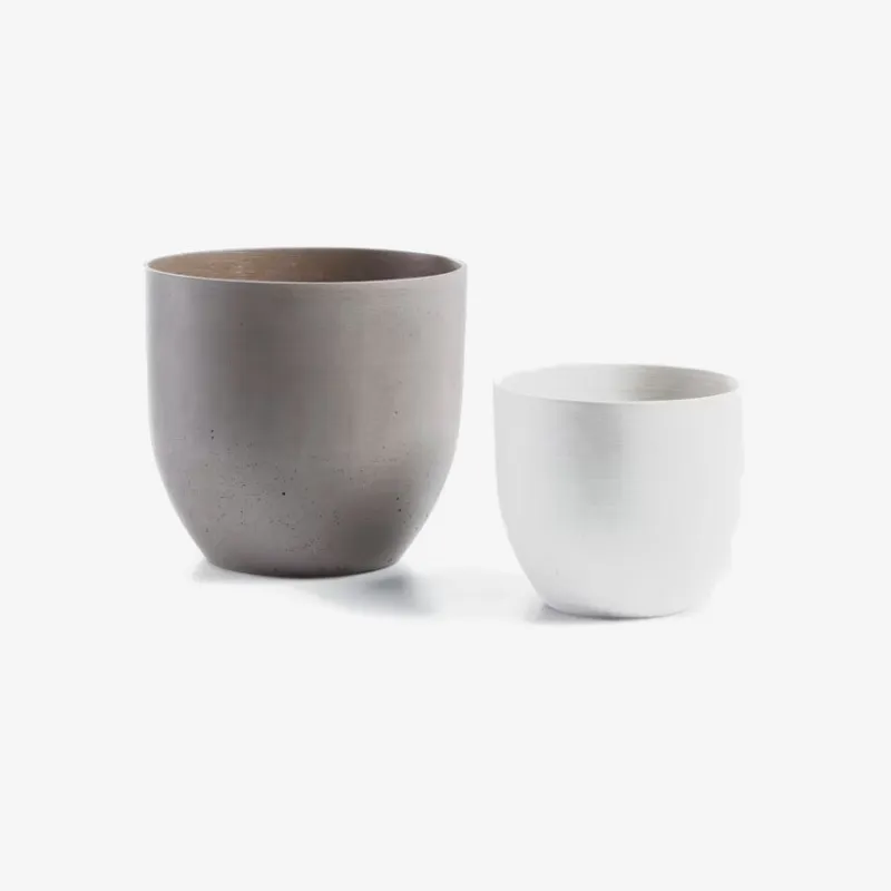Set Lula de 2 maceteros Ø 22 cm / Ø 16 cm en Blanco, Gris - Muebles para el exterior, Uruguay | Kavehome