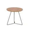 MESA LATRAL REDONDA - BASE LACA GRAFITO - TAPA CINAMOMO en Madera natural - Mesas de living, Uruguay | Champagne Home, vista 1 de 4