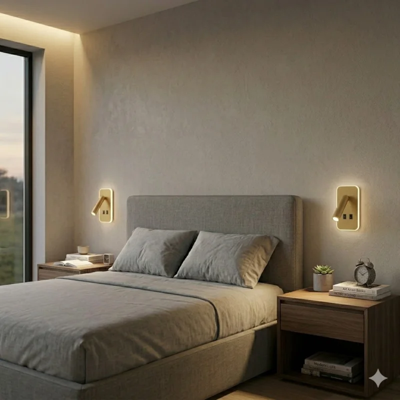 Portátil led de pared con SPOT móvil, DOBLE LUZ - DORADA en Amarillo - Lámparas de mesa, Uruguay | Iluminica, vista 3