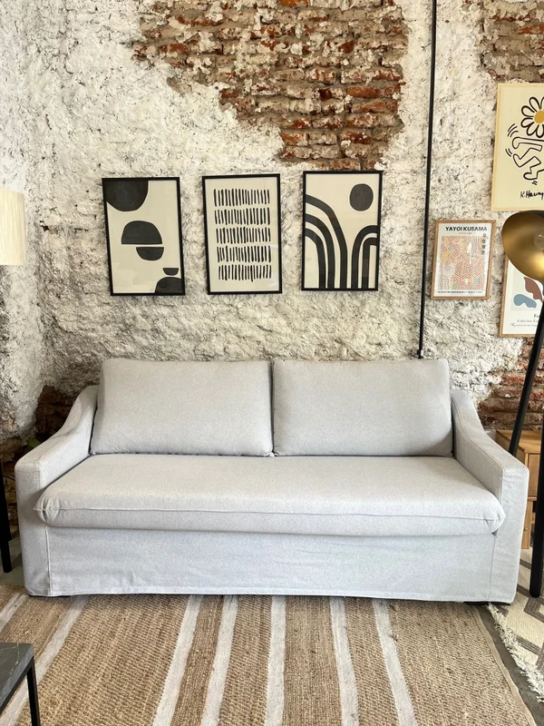 Sofá Manchester con Funda Desmontable 2 cuerpos (155cm) – Gris Claro en Gris - Sillones y sofás, Uruguay | Berna Home, vista 5