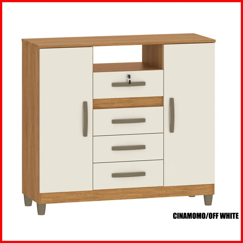 Comoda 4 cajones + 2 puertas – Angra en Multicolor - Cómodas, Uruguay | Punto Unión