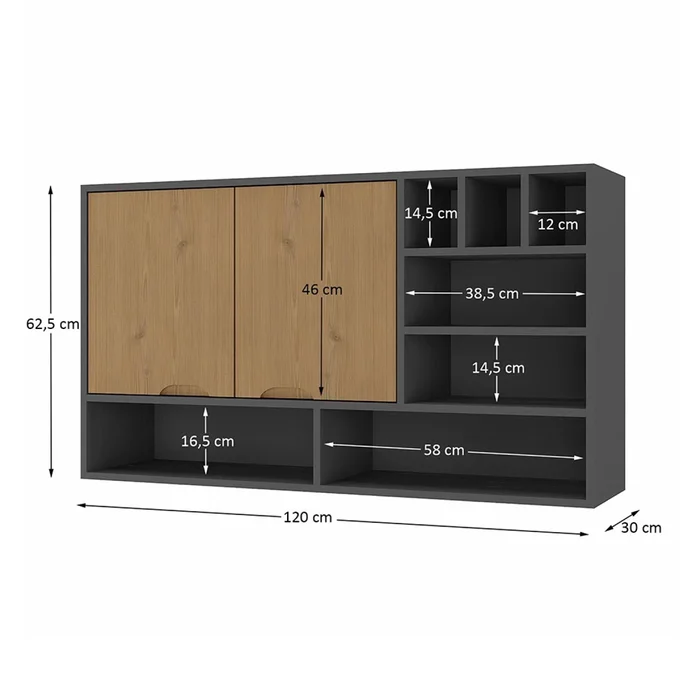Aereo Combinado 2 Puertas Con Estantes 100% Mdp en Multicolor - Muebles, Uruguay | Soy Hogar, vista 3