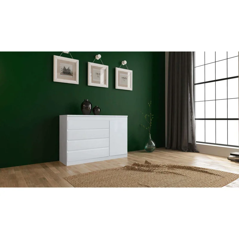 Cómoda Cajonera 4 Cajones Mdf Blanco Zapatera South en Blanco - Cómodas, Uruguay | Divino, vista 3