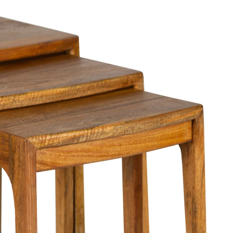Set Mesas Madera Marron Vintage Castaño en Marrón - Mesas de living, Uruguay | Divino, vista 5