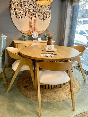 Juego De Comedor Madera Dinamarca 120 Diametro 4 Sillas A Eleccion en Madera natural - Mesas de comedor, Uruguay | Ozark Home, vista 4