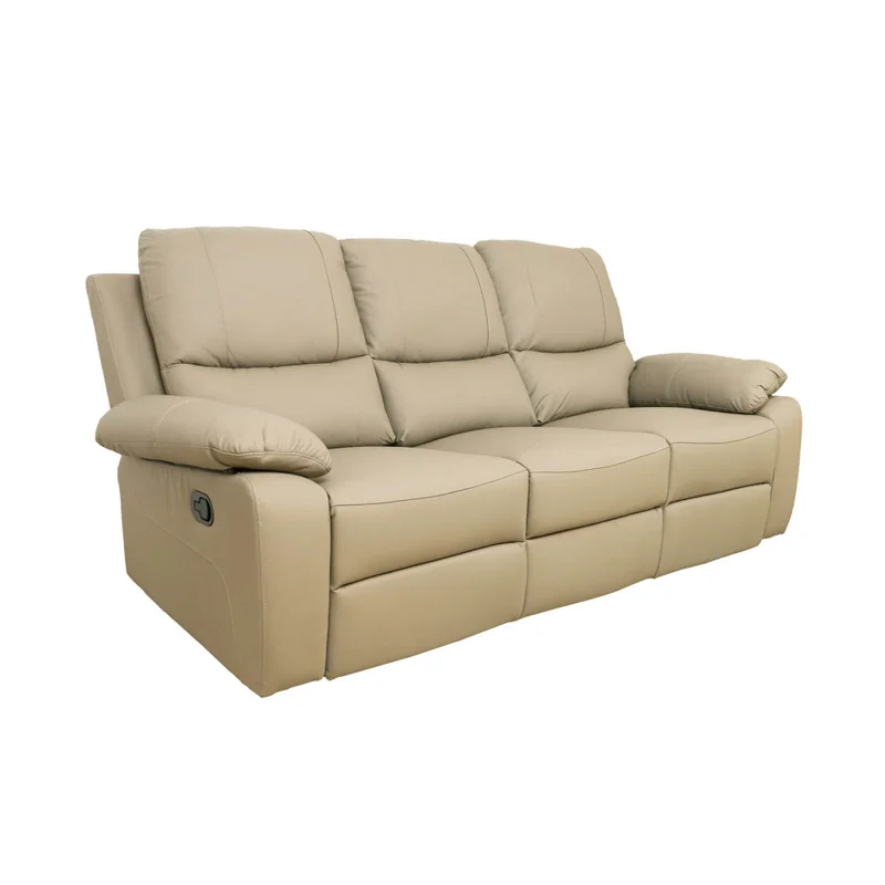 Recliner Manual 3 Cuerpos Cuero-y-simil-cuero Marron Lina Taupe en Beige - Sillones y sofás, Uruguay | Divino, vista 3