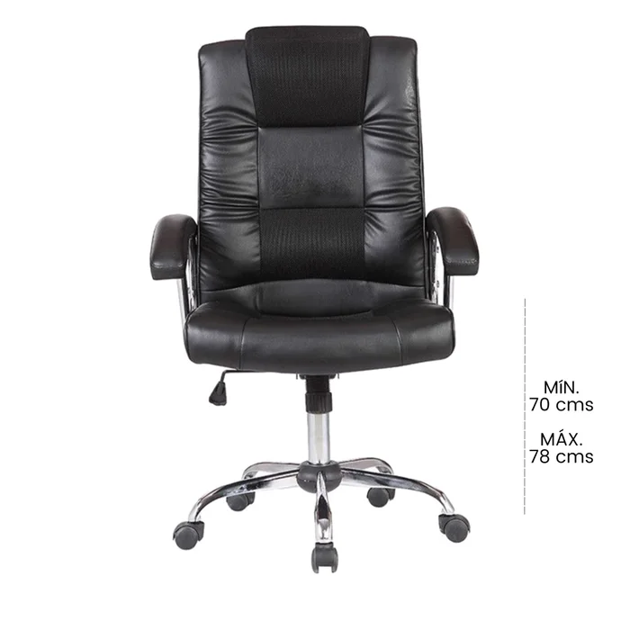 Silla De Escritorio Simil-cuero Negro D-428-1 en Negro - Sillas de escritorio, Uruguay | Divino, vista 4