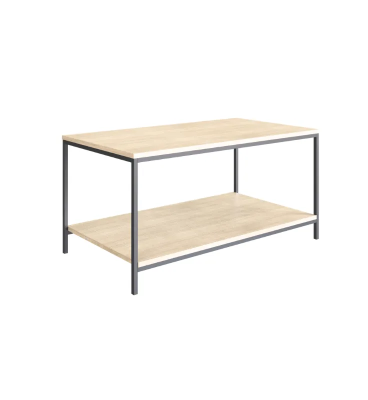 Mesa de Centro Ratona Rectangular Tapa Doble (Crudo y Hierro Negro) en Madera natural - Mesas de living, Uruguay | Berna home