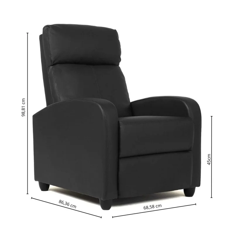 Sillon reclinable 1 cuerpo - Negro en Negro, Uruguay | La Cueva Muebles, vista 7