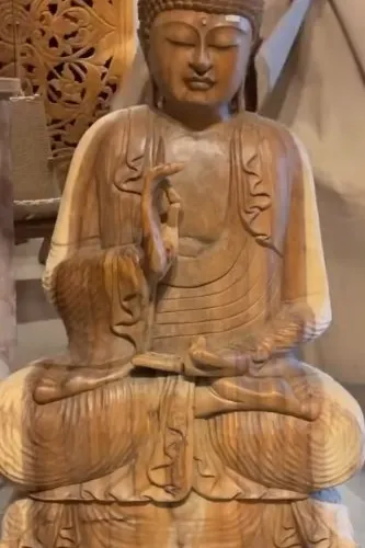Buda Vitarka Mudra tallado en madera – 1metro de altura - Decoración, Uruguay | Balihai