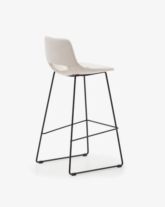 Taburete Zahara - beige y acero con acabado negro altura 76 cm en Marrón - Butacas, banquetas y puffs, Uruguay | Kavehome, vista 8