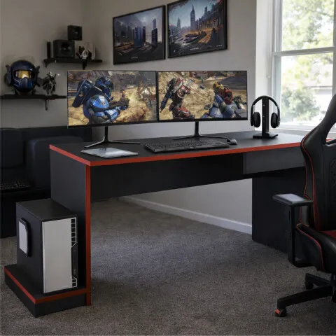 Escritorio GAMER con cajón y base para Torre o CPU adaptable en Negro - Escritorios y sillas de escritorio, Uruguay | Mulata