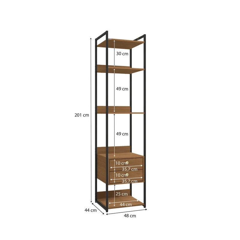 Combo Closet Abierto Modular P49 y P50 - Linea Industrial en Madera natural - Roperos y placares, Uruguay | Balton, vista 3
