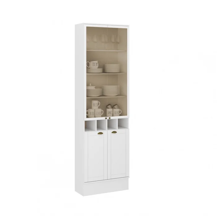 Armario Cocina Americana 2 Puertas de Vidrio Blanco en Blanco - Aparadores y recibidores, Uruguay | Rústico Hogar