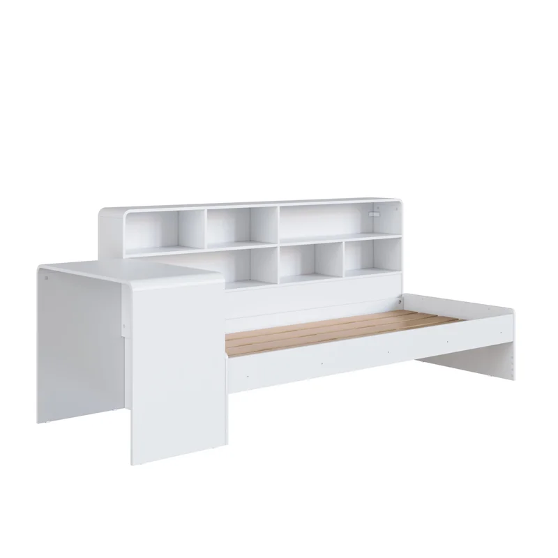 Cama Dafne – Con Escritorio y Estantería en Blanco - Dormitorio, Uruguay | RM Muebles y Deco, vista 6