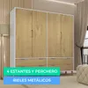 Ropero Armario de 4 Puertas, 2 Percheros y 4 Cajones en MDP - Madera - Línea Melilla - Blanco en Blanco - Roperos y placares, Uruguay | Mulata, vista 9 de 9