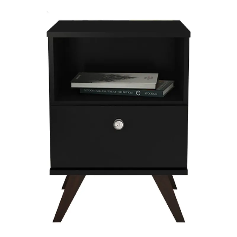 Mesa De Luz Línea Retro RT3019 Negra1071 en Negro - Mesas de luz, Uruguay | Lais Muebles