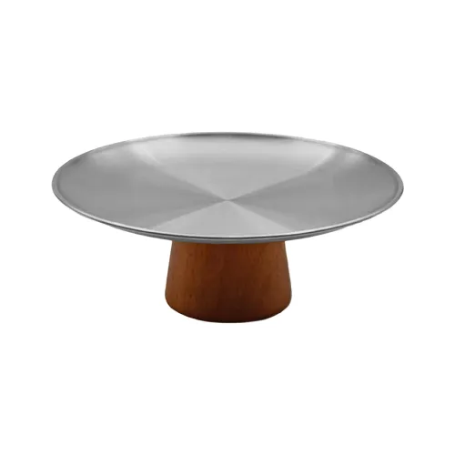 BANDEJA C/BASE D22x8CM PLATA/NEGRO en Plateado - Decoración, Uruguay | Koz