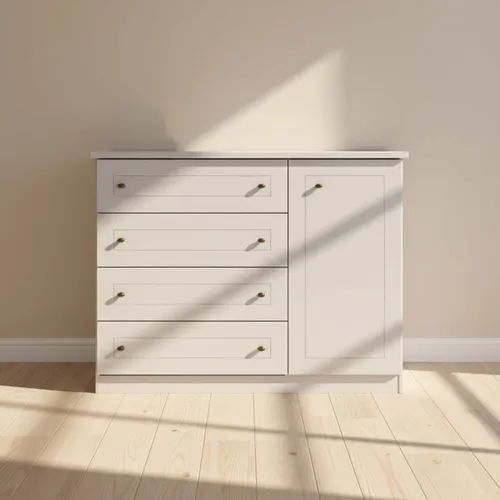 Comoda Cajonera Mdf-y-mdp Blanco Americano en Blanco - Cómodas, Uruguay | Divino